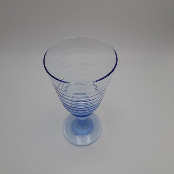 Libbey Sirrus Blue Glass Goblet Ribbed - Picture 3 of 10